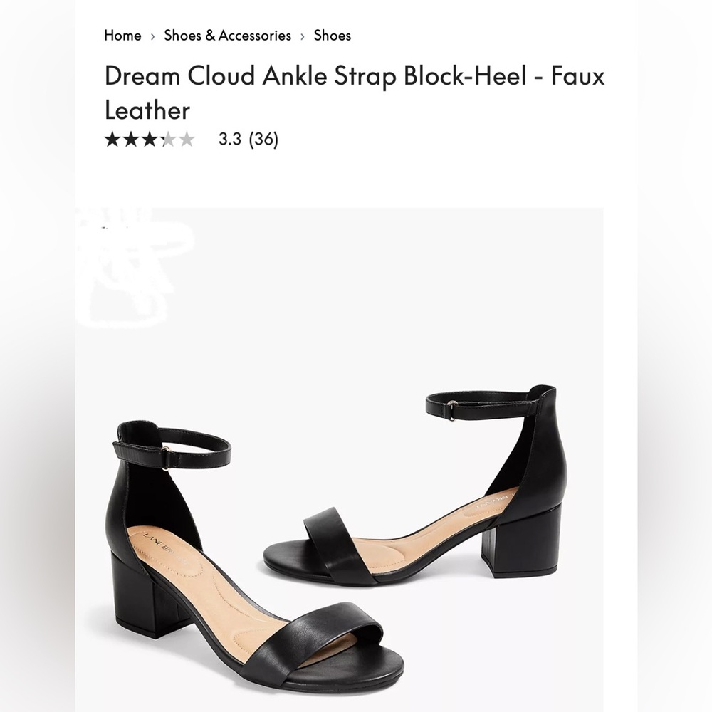 Lane Bryant Black Faux Leather Ankle Strap Heels